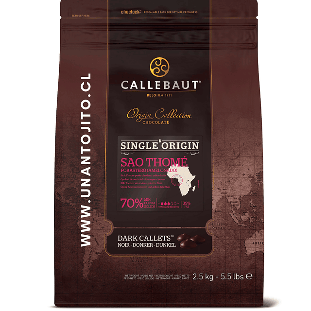 Chocolate Callebaut 70% de Origen Sao Thome 2.5 Kg.
