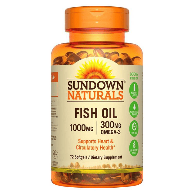 Fish Oil 1000 Mg Sundown Aceite Pescado 72 Capsulas