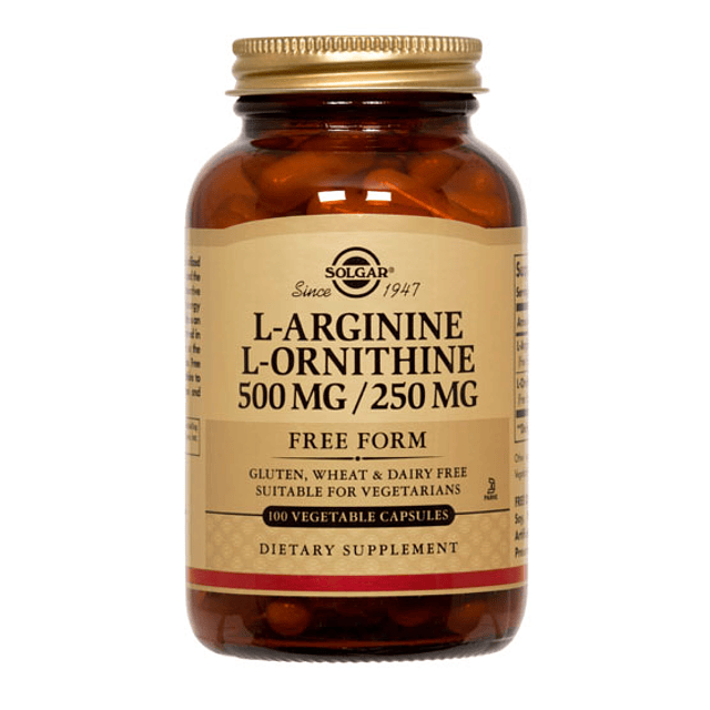 L- Arginina L- Ornitina 500 / 250mg Vegan Aminoacidos Solgar