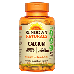 Calcio 600 Mg + Vitamina D3 Sin Gluten Sundown 120 U.