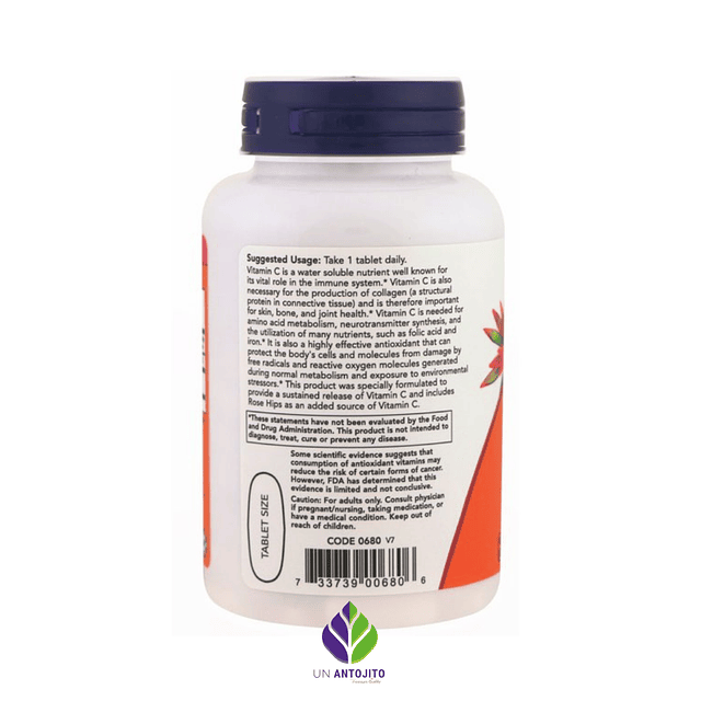 Now Vitamina C 1000 Con 100 Mg Bioflavonoides 100 Caps