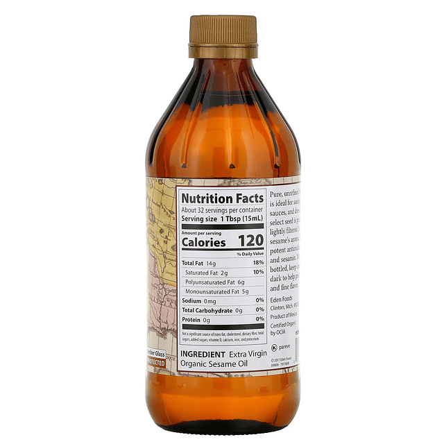 Aceite De Sesamo Eden Extra Virgen Organico Antioxidante 473 ml