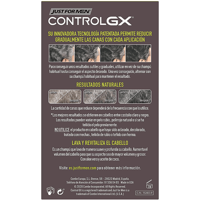 Shampoo Cubre Canas Sutil Progresivo Just For Men Aloe Coco Control GX Gradual