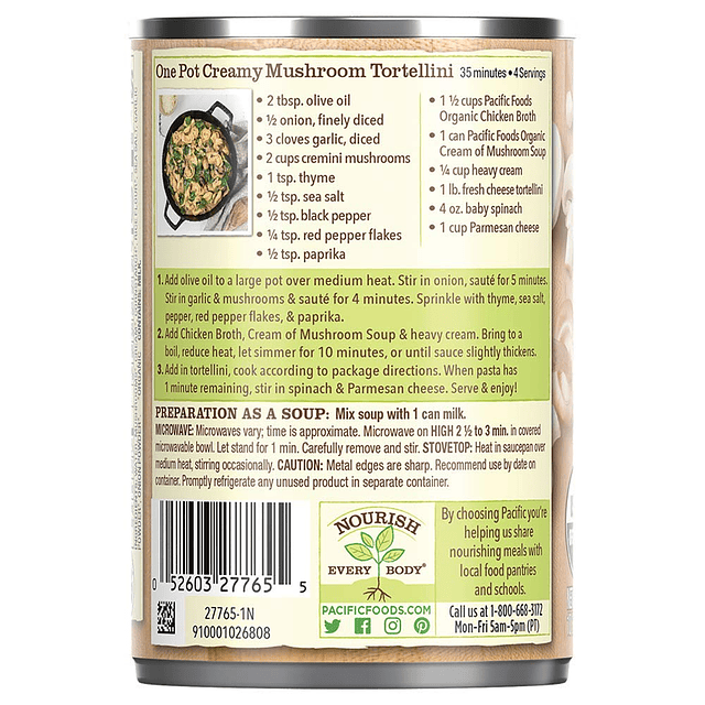 Sopa Condensada Crema De Champiñon Organica Sin Gluten 298g