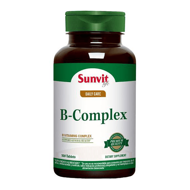 Vitamina B Complex 100 Tabletas Sunvit Life Suplemento