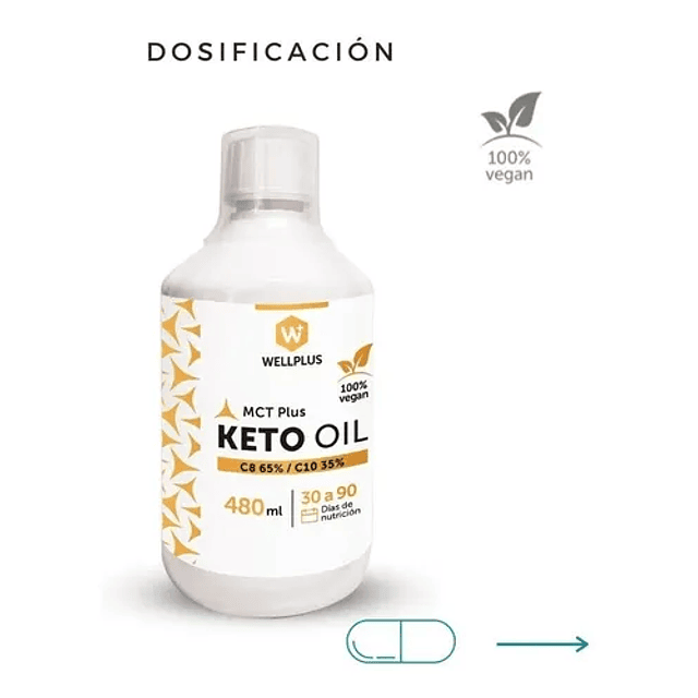 Keto Oil Mct Plus 480ml Aceite De Coco Orgánico Wellplus