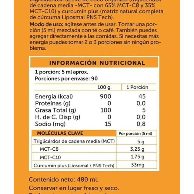 Keto Curcumin Golden Wellplus Oil Mct Plus 480ml. Vegan