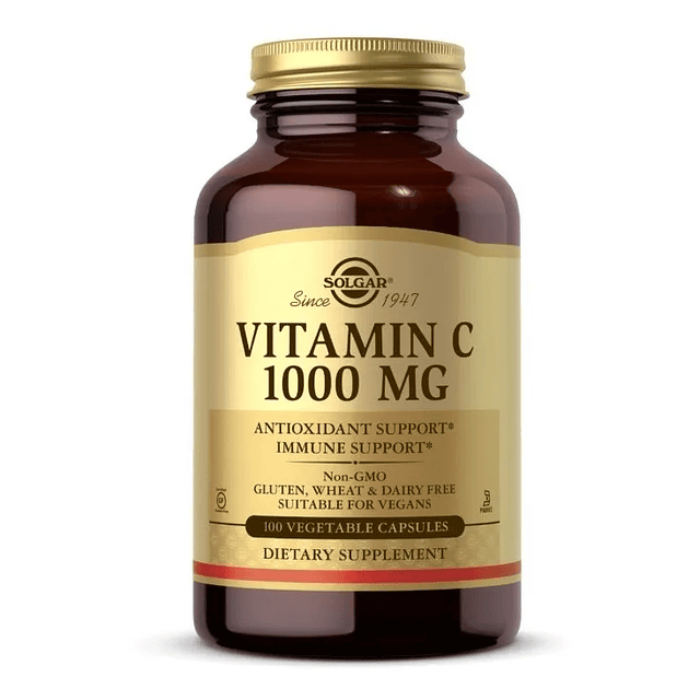 Vitamina C 1000 Mg Solgar Vegan Sin Gluten Usa 100 Caps Soft