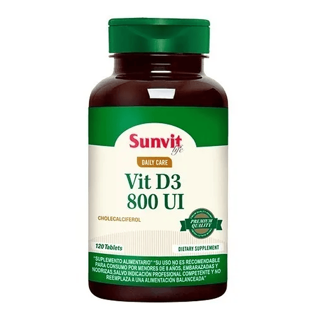 Vitamina D3 800 Iu Sunvit Luz Solar Inmune Huesos Dientes