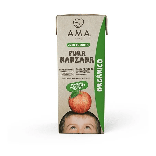 Jugo Manzana Organico Certificado 200 Cc Ama Puro Jugo