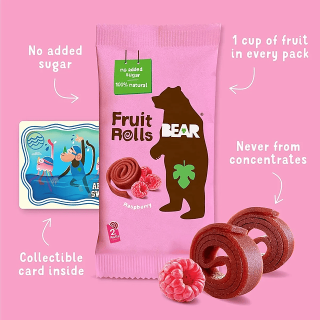 Rollos De Frutas Sin Azucar Snack Saludable Colacion Bear