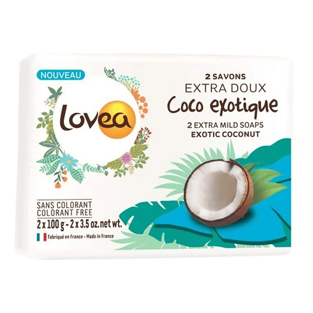 Jabon Extra Suave Coco Exotico 2x 100 Gr Lovea Organico