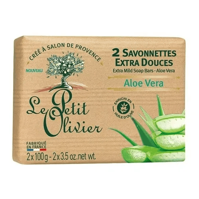 2 Jabon Extra Suave Aloe 100 Grs Le Petit Olivier Soft Pack