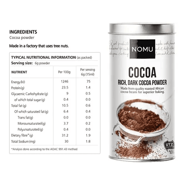 Chocolate Caliente 150 Grs Nomu Certificado Granos Africanos