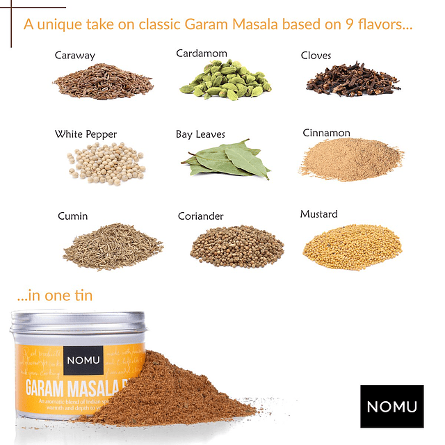 Garam Masala Mezcla Aliños Especias Mix Hindu 70 Gramos Nomu