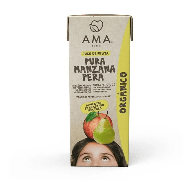 Jugo Manzana Pera Organico Certificado 200 Cc Ama Puro Jugo