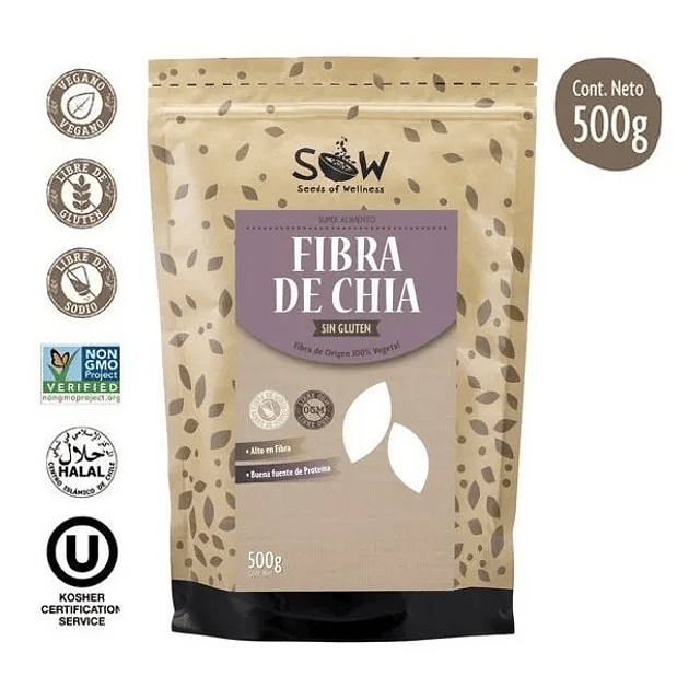Fibra De Chia Sow 500 Gramos Gluten Free Vegan Digestion