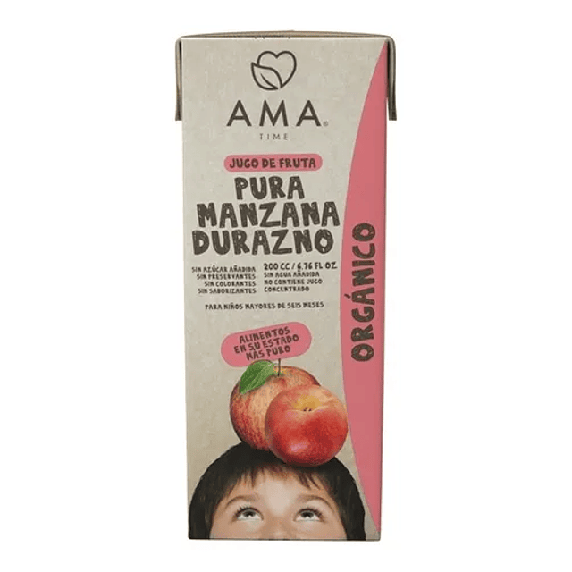 Jugo Manzana Durazno Organico Certificado 200 Cc Ama