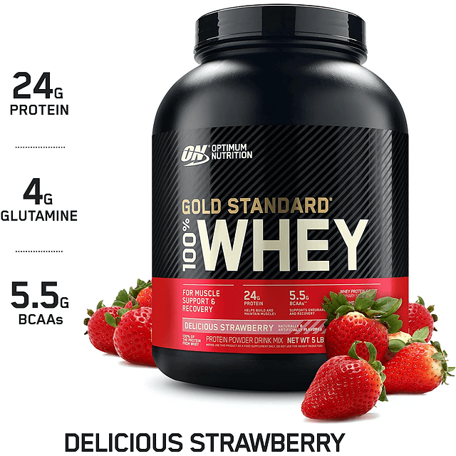 Whey Gold Standard 5lbs Delicious Strawberry 2.27 Kg 73 Serv ON OPTIMUN NUTRITION