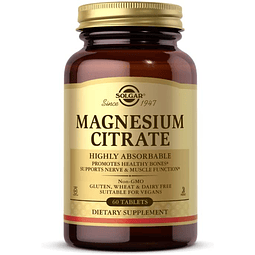 Citrato De Magnesio Magnesium Citrate 60 Tabs Solgar Vegano