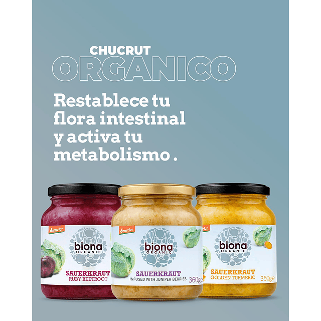 Sauerkraut Organico Chucrut Con Berries Enebro 350 Grs Biona