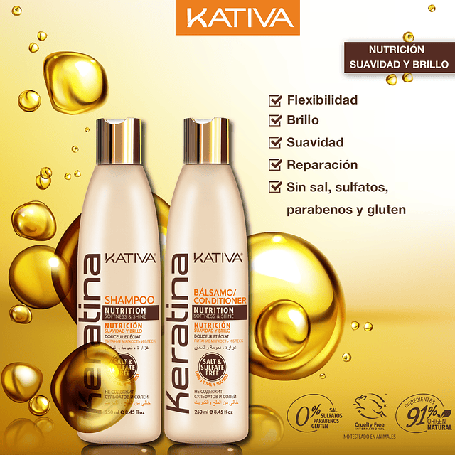 Pack Shampoo Y Acondicionador Keratina Anti Frizz Kativa