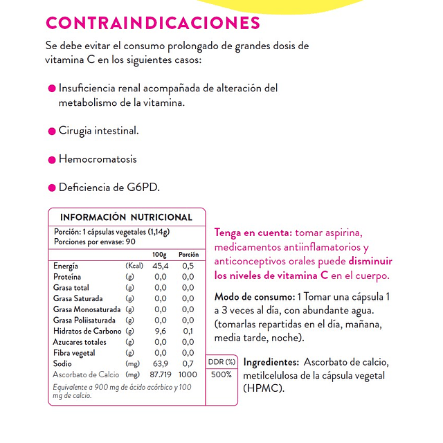 Vitamina C Neutra 1000 Mg 90 Caps Inmunidad Ortomolecular