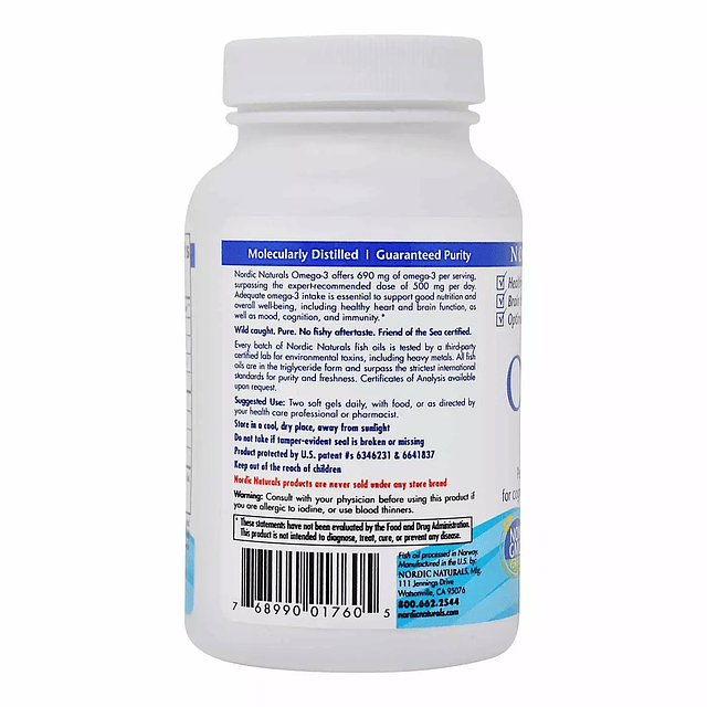 Omega 3 680 Mg 60 Softgel Sabor Limon Nordic Naturals