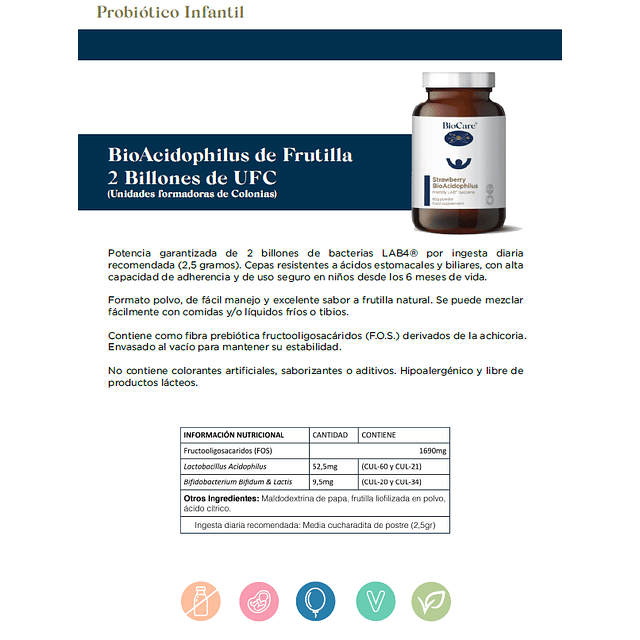 Biocare Bioacidophilus Probioticos Bebes Niños Digestion