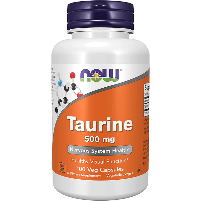 Taurina 500 Mg Now Aminoacido Neurotransmisor 100 Caps Usa
