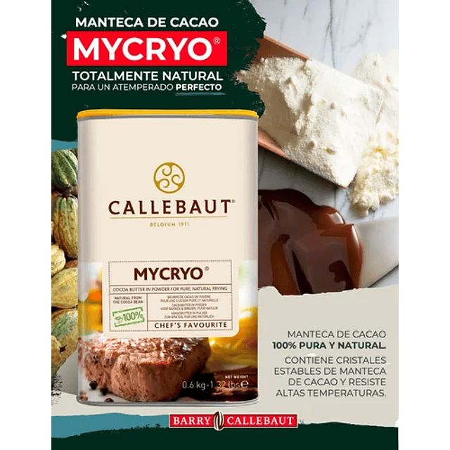 Manteca De Cacao En Polvo 100% Mycryo Callebaut Belgica 600g