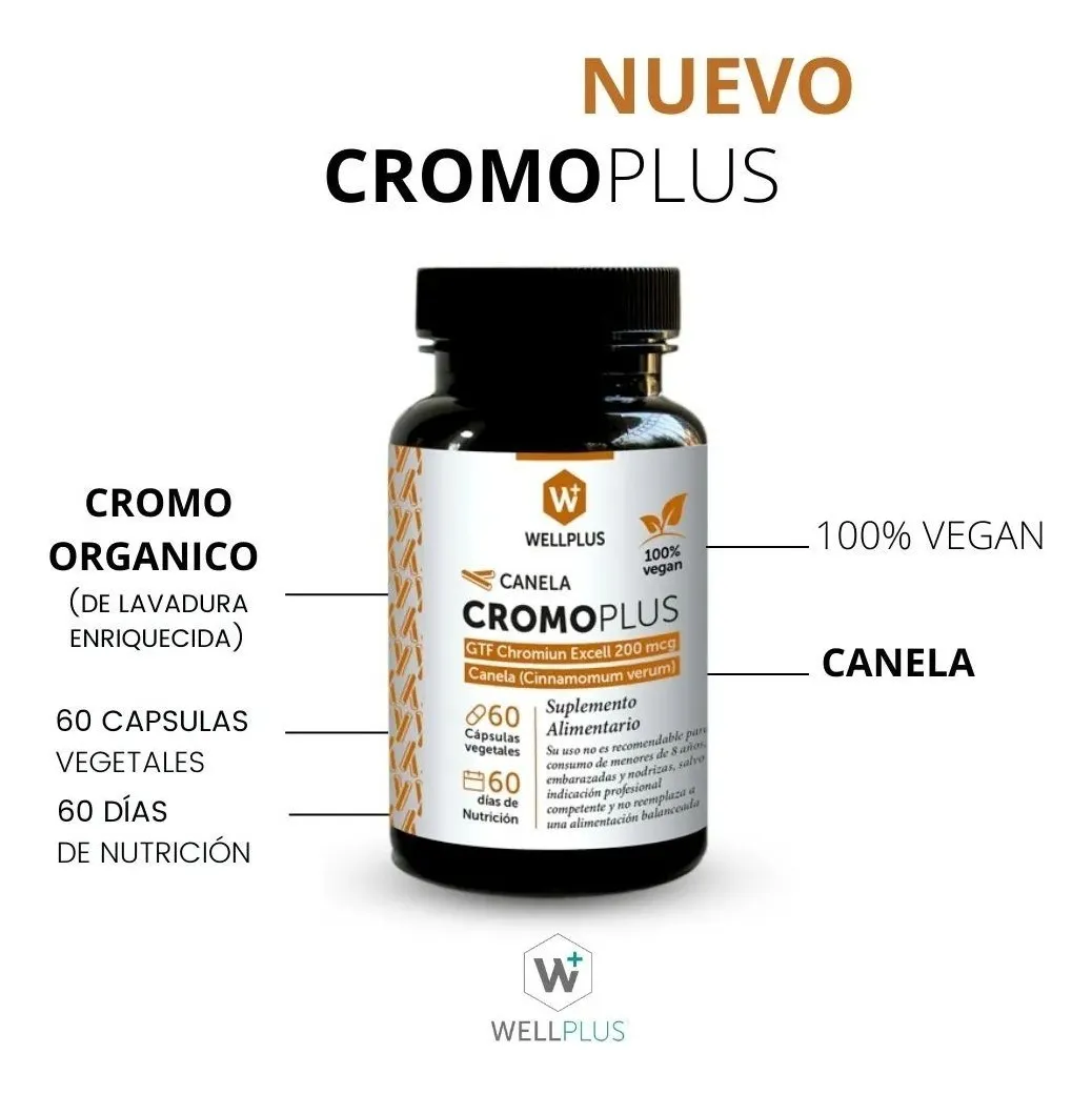 Wellplus Cromo Plus Con Canela 60 Capsulas Insulina Modula 3