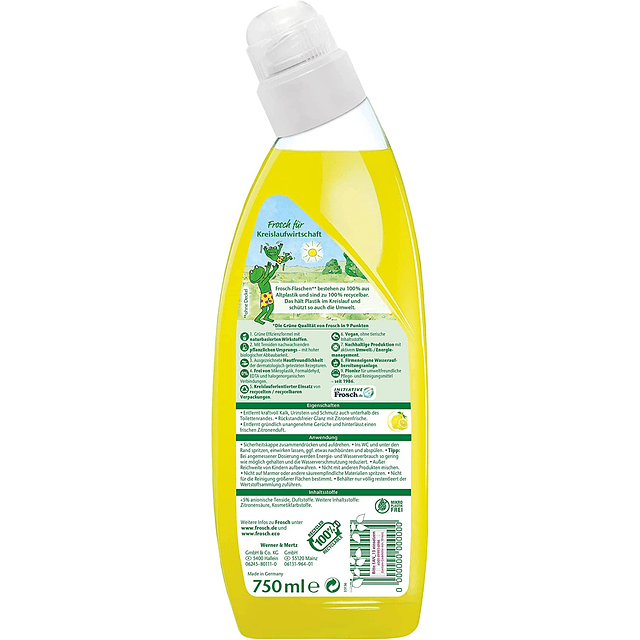 Frosch Limpiador De Inodoro Removedor De Sarro 750ml Limon