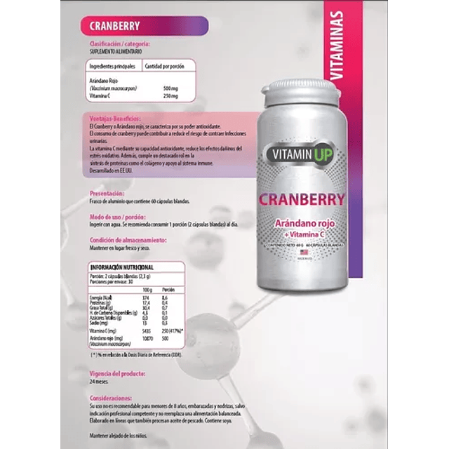 Newscience Vitamin Up Cranberry Con Vitamina C 60 Capsulas