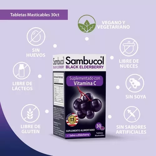 Sambucol Sauco Negro Vitamina C 30 Tabletas Masticables Usa 4