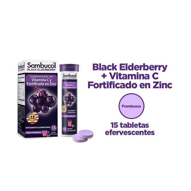 Sambucol Vitamica C Con Zinc Black Elderberry Sauco 15 Tab