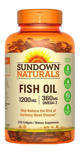 Fish Oil 1200 Mg Aceite Pescado 200 Softgels Sundown  1