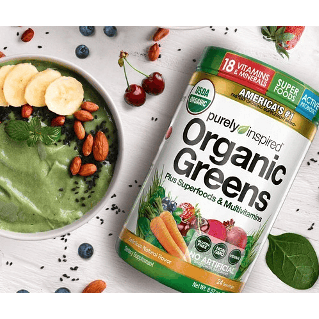 Organic Greens Sin Sabor 24 Serv. Superfoods Multivitaminas