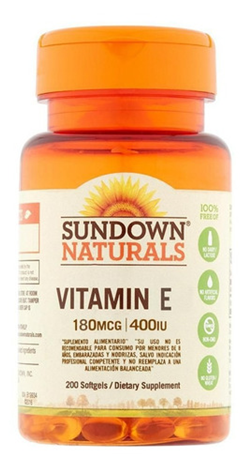 Vitamina E 400 Dl Alpha 200 Caps Sundown Usa Inmunity Boost