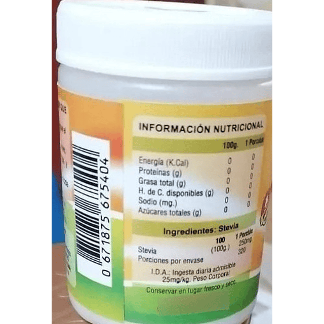 Stevia Pura Natural Boliviana 80 G Sin Fructosa Edulcorantes