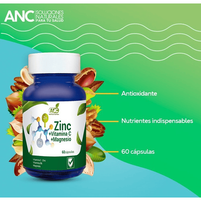 Suplemento  Zinc, Vitamina C Y Magnesio 60 Caps Anc