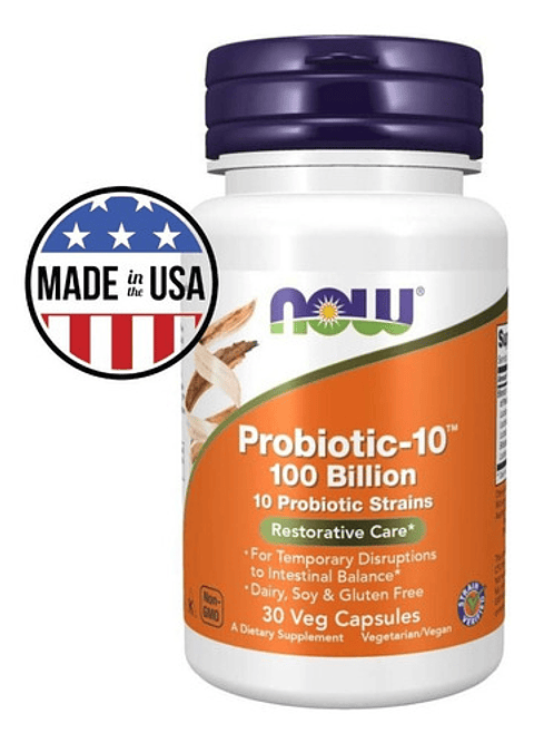 Probiotico Now 10 Cepas 100 Billones Flora Intestinos Sanos