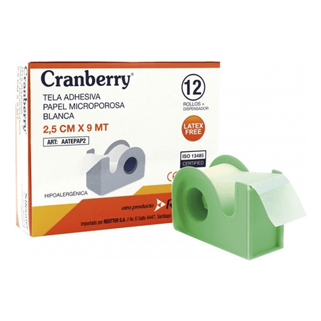 Cranberry Tela Adhesiva Papel Microporosa Blanca 2.5 X 9 Mt