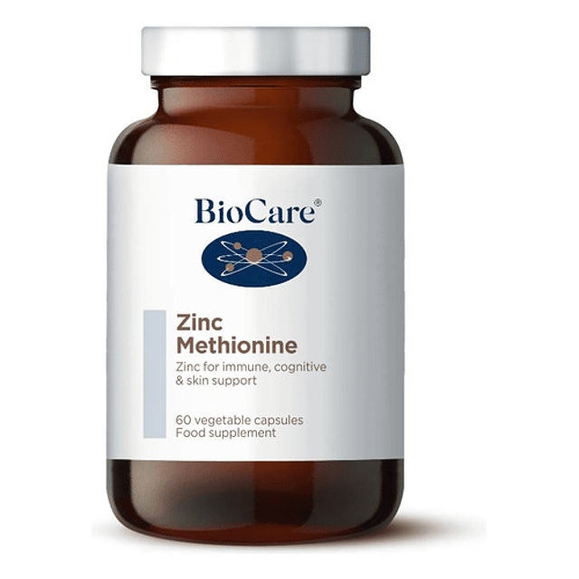 Biocare Zinc Metionina Inmunidad Piel Fertilidad 60 Capsulas Sabor Sin Sabor
