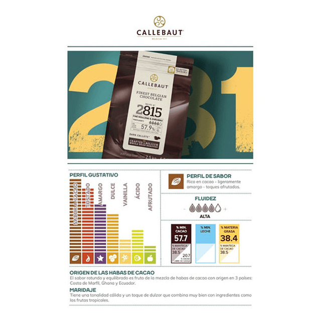 Chocolate 57,9% Cacao Alta Fluidez Callebaut Bolsa 2,5kg