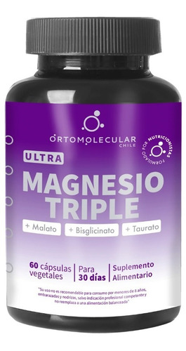 Ultra Magnesio Triple - 60 Cáps - Ortomolecular Chile 1