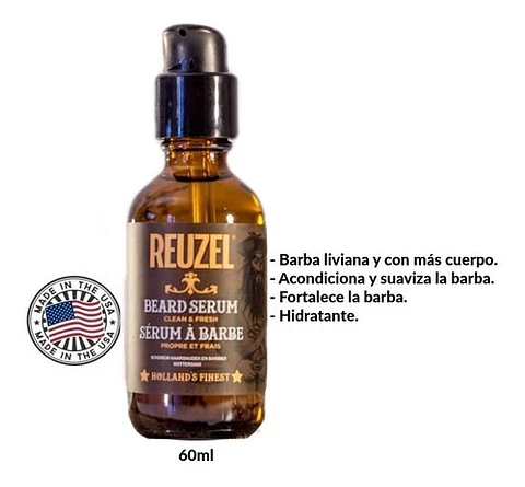 Aceite De Barba Reuzel 60ml, Serum, Barberia Prof Barbero Fragancia Amaderado Con Especias