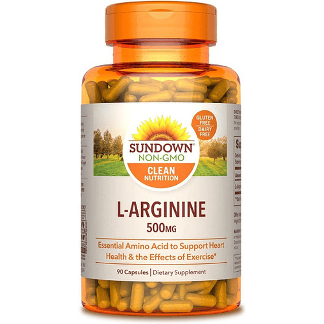 L-arginina Sundown 500mg Salud Corazon Energia 90 Cápsulas Sabor Sin Sabor