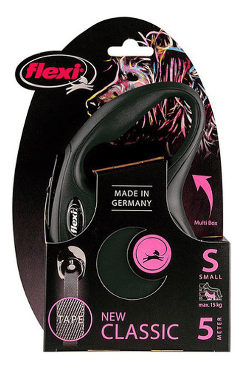 Correa Para Mascota Flexi Retrátil Largo 5m Negro Talla S