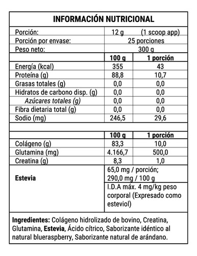 Colageno En Polvo Con Creatina Y Glutamina New Pharma 300 Gr 2